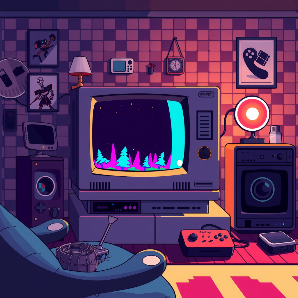 Retro-Gaming Setup mit Emulator und CRT-Bildschirm – Symbolbild für Emulation
