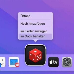 OpenEmu Symbol im macOS Dock mit Rechtsklick-Menü zum Beibehalten