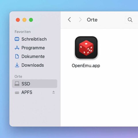 OpenEmu App im Finder auf externer SSD zur Installation auf dem Mac