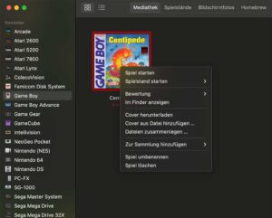 Löschen einer ROM Datei per Rechtsklick in OpenEmu fuer Mac